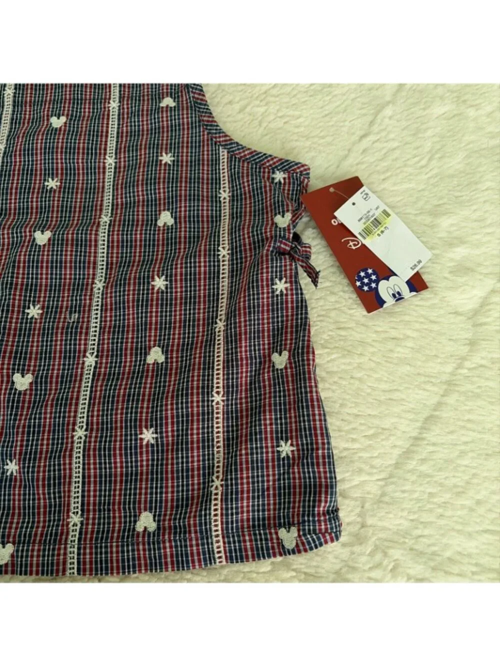 Old Navy Disney Collaboration Girls NWT Plaid Mickey Top Small 6/7